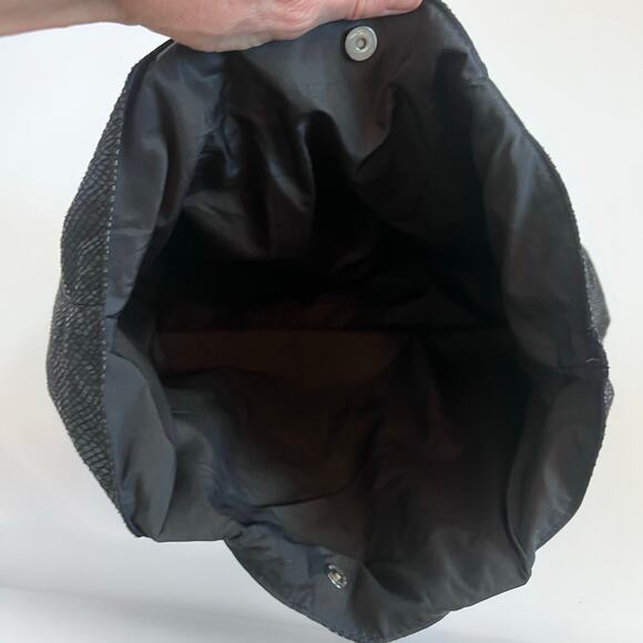 JIMMY CHOO PARFUM BLACK SPARKLE FAUX SNAKESKIN LARGE TOTE SHOULDER TRAVEL BAG - Picture 8 of 13